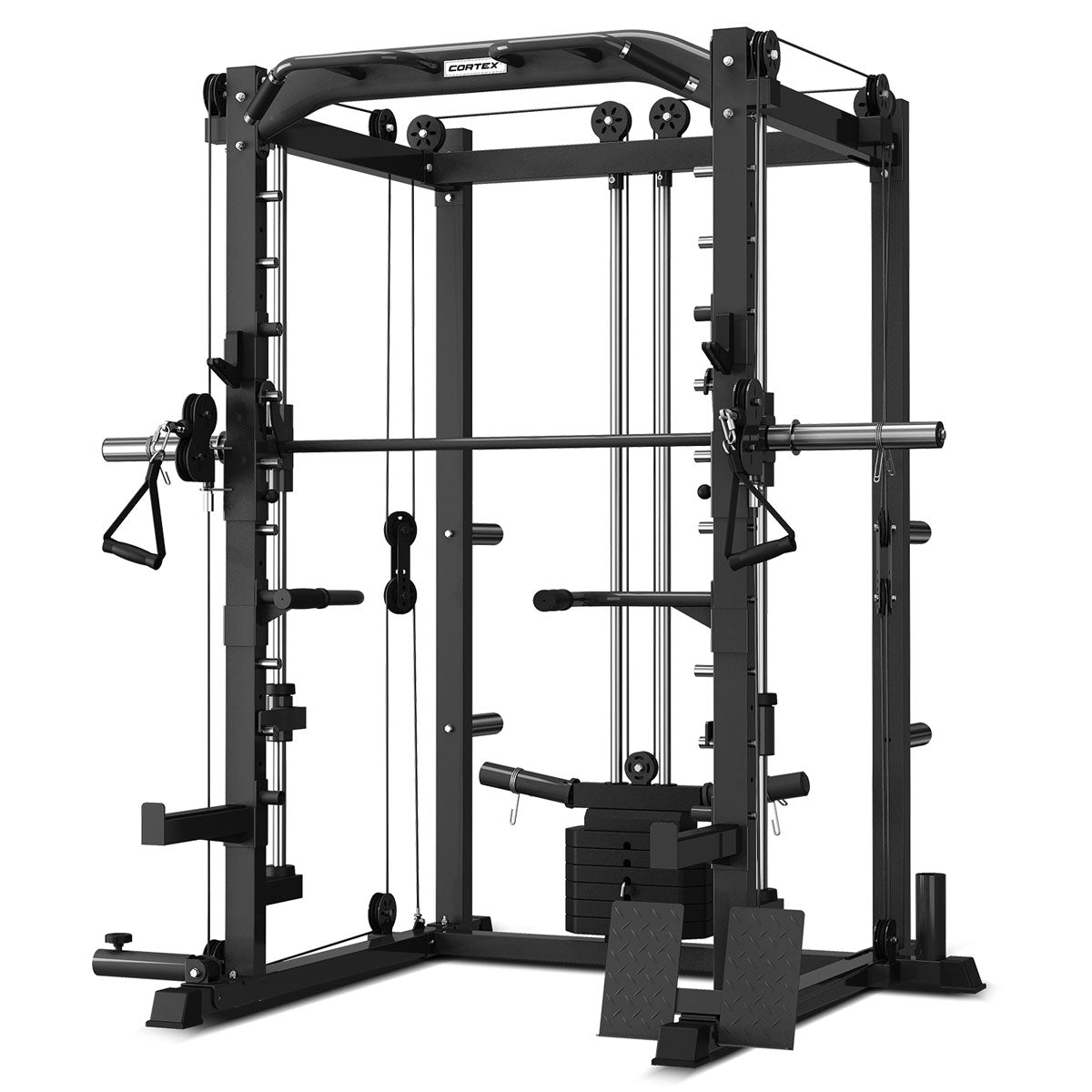 Multifunctional 6-in-1 Power Rack with Smith & Cable Machine