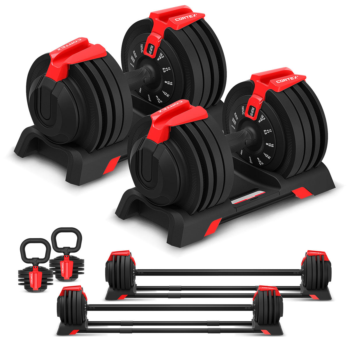 CORTEX SM20 100kg Olympic Tri-Grip Weights, Bar, 48kg Revolock and Bench Set