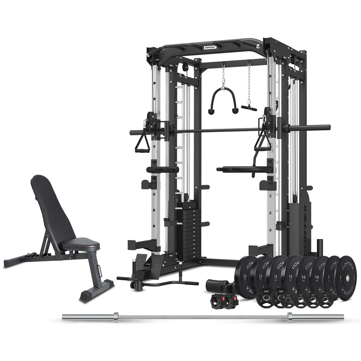 Multifunctional 6-in-1 Power Rack & Smith Cable Machine + 130kg Weight Set