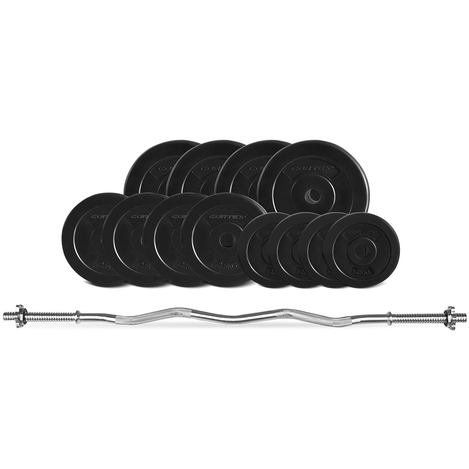 40kg PVC Coated Weight Set with Curl Bar, Cortex