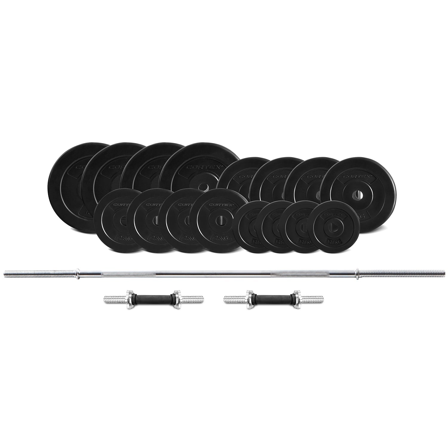 85kg PVC-Coated Barbell & Dumbbell Weight Set, Cortex