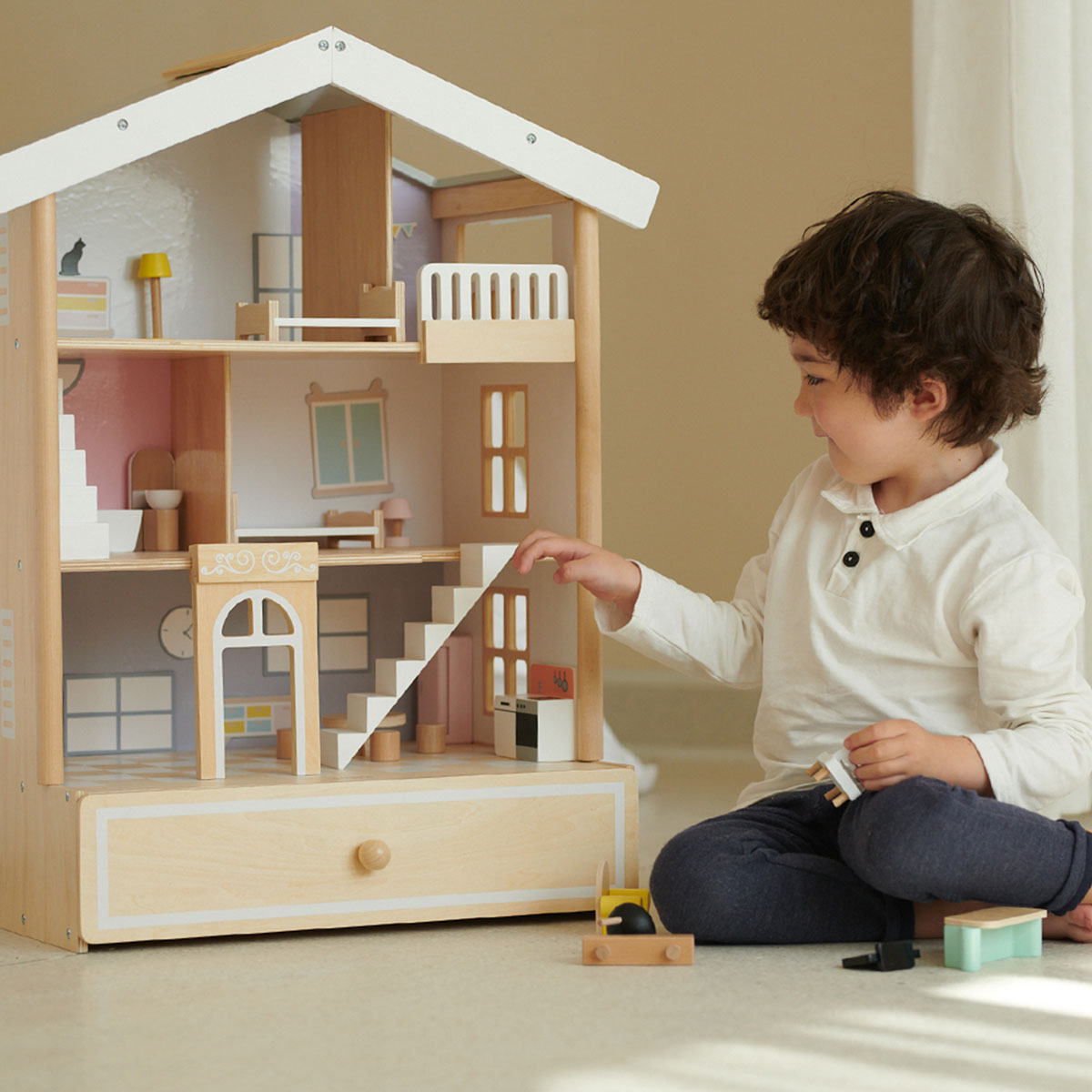 Happy Villa Dollhouse Wooden Playset Ages 3+