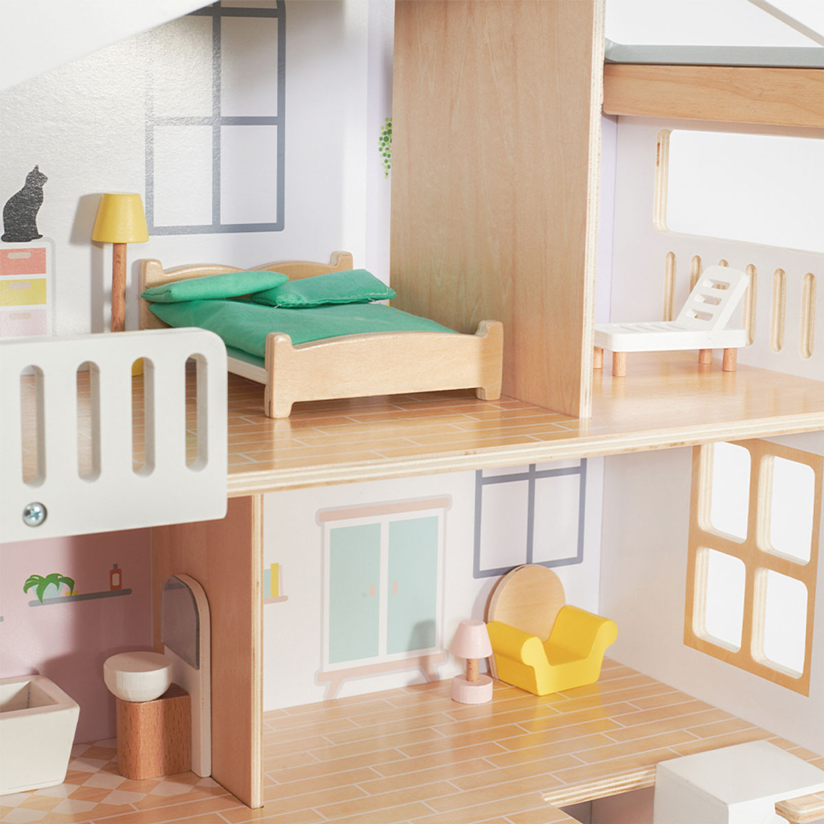 Happy Villa Dollhouse Wooden Playset Ages 3+