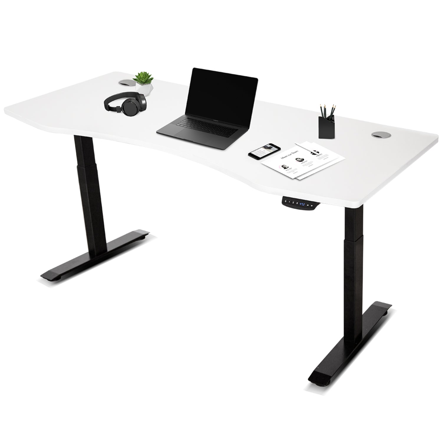 ErgoDesk AUTO 180cm Automatic Standing Desk White & Black