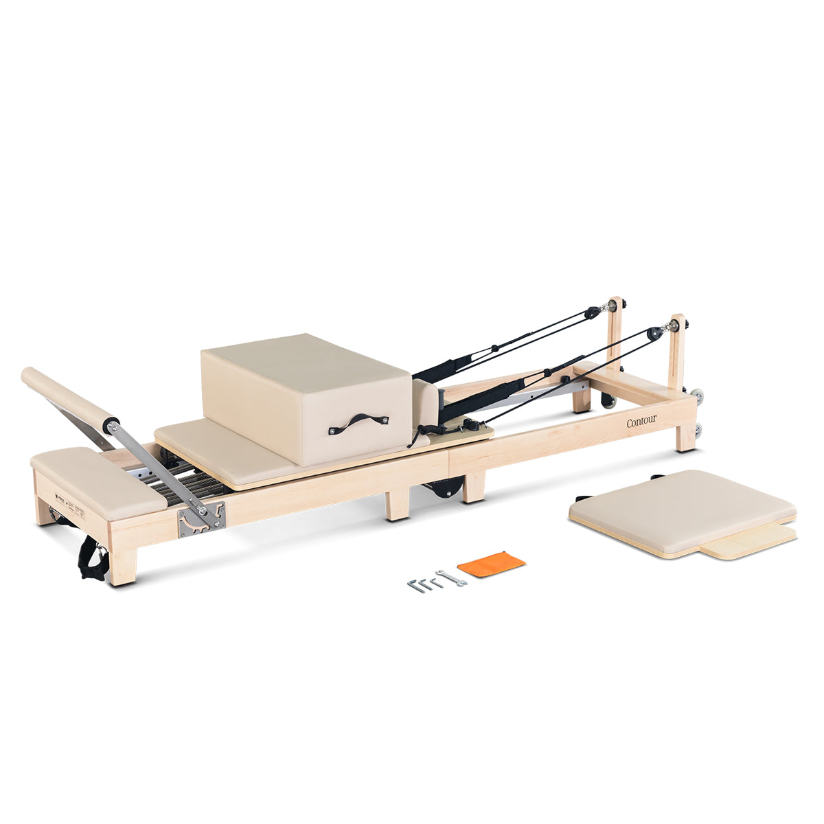 Lifespan Fitness Contour Folding Wooden Pilates Reformer Machine Set Beige