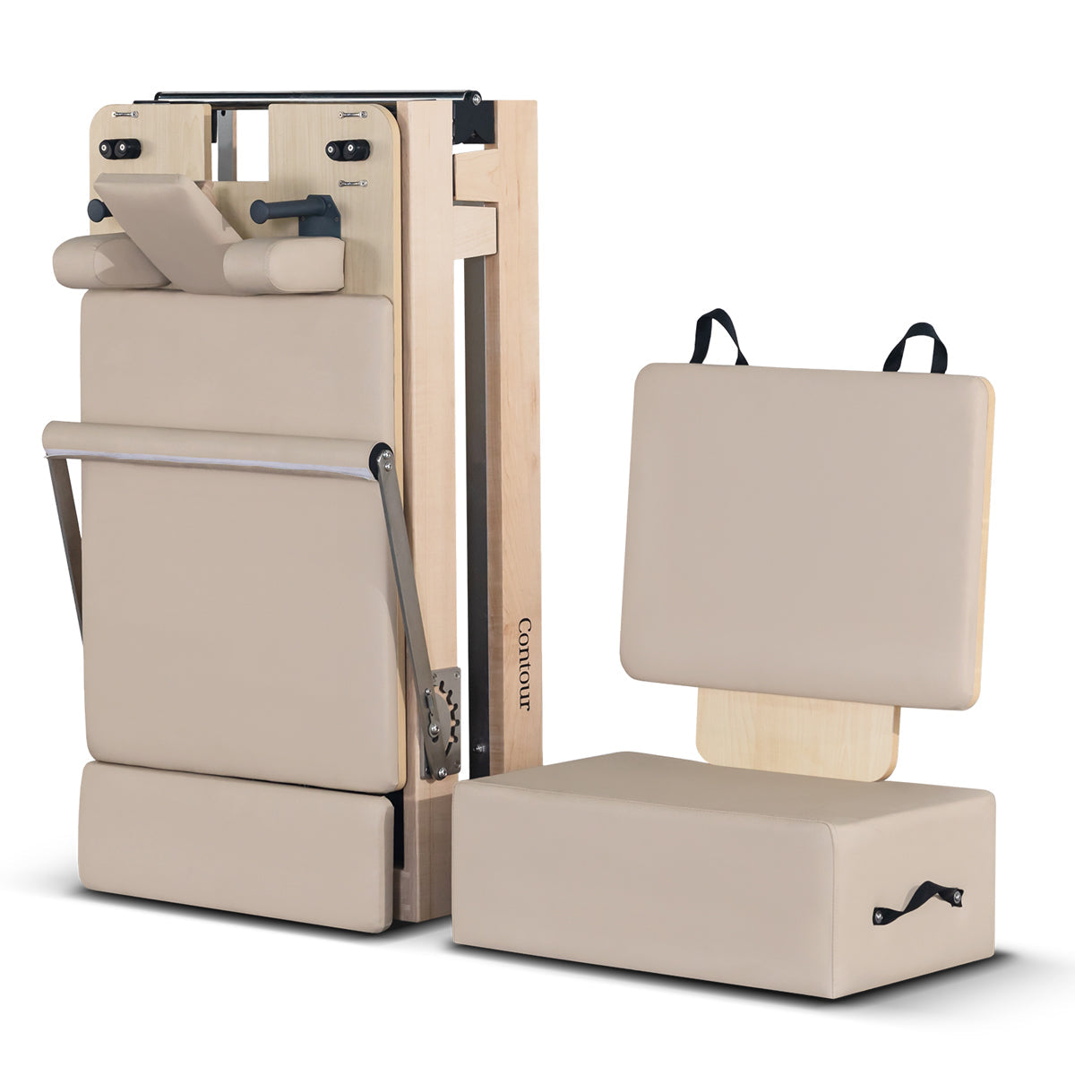 Lifespan Fitness Contour Folding Wooden Pilates Reformer Machine Set Beige