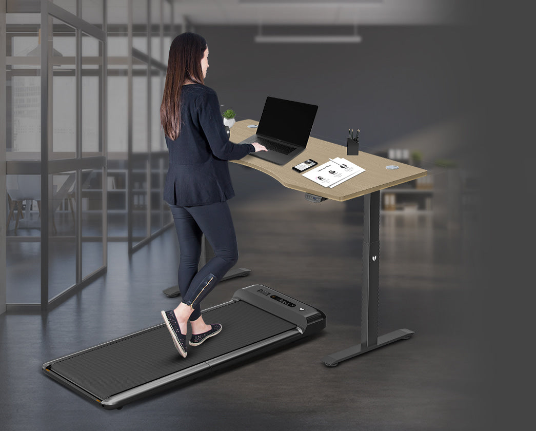 Compact Walking Pad Treadmill + Adjustable Standing Desk Set