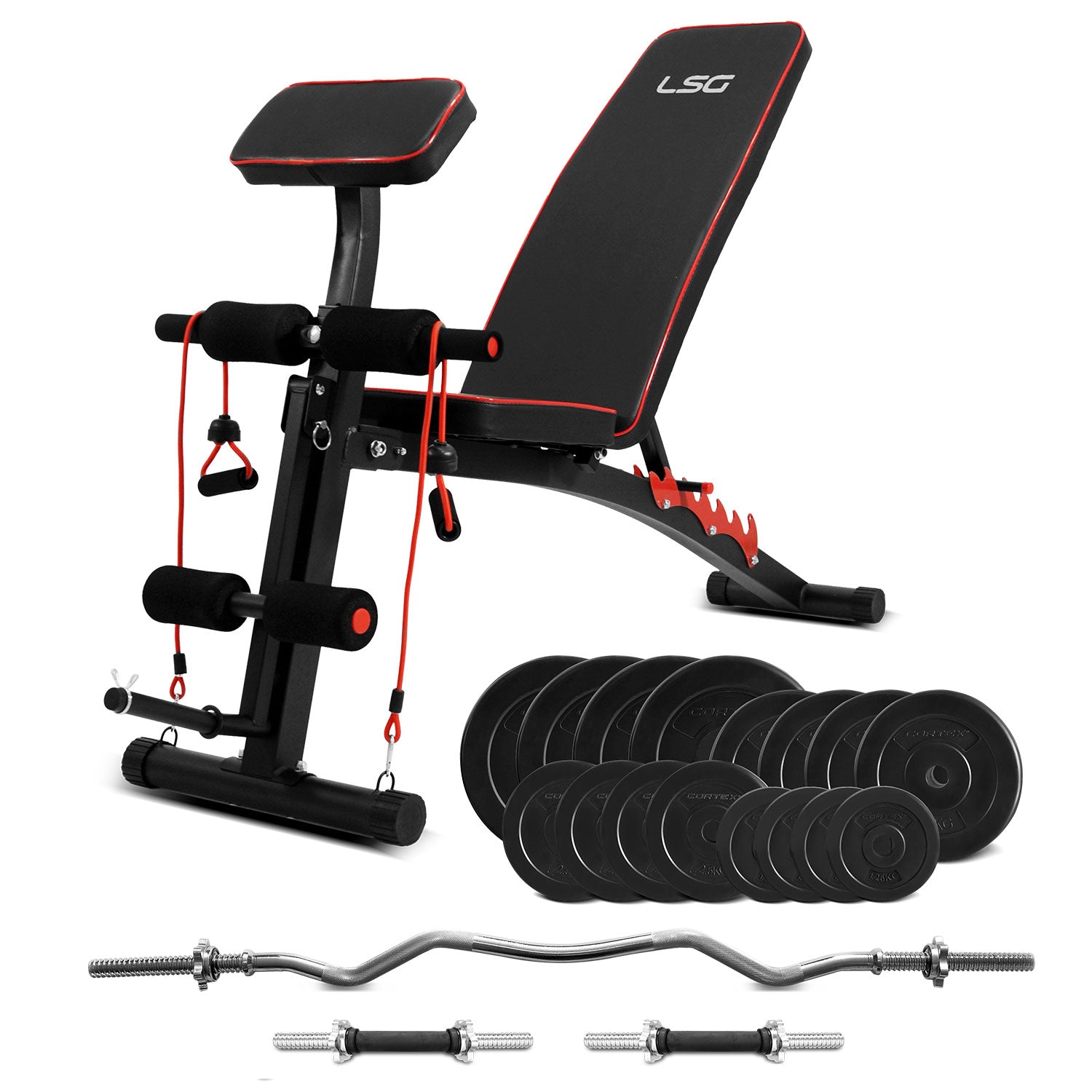 Adjustable FID Bench with 85kg Weight Set, LSG GBN007