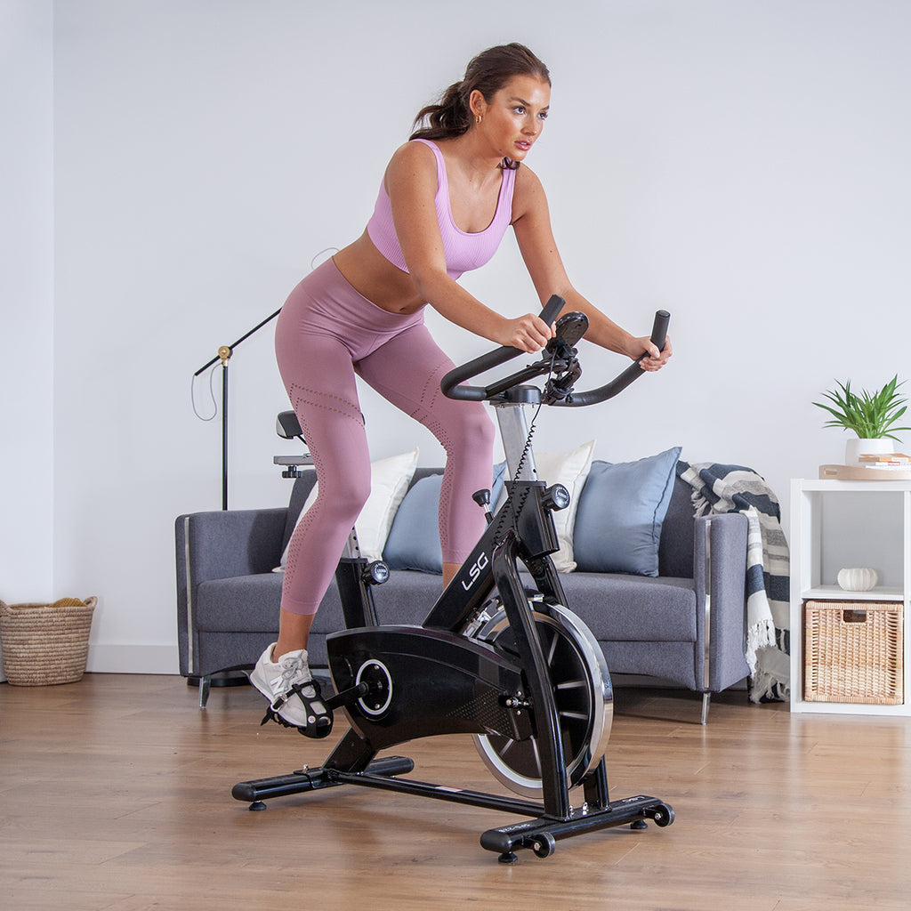 Adjustable Resistance Spin Bike with Monitor - LSG SPG-220