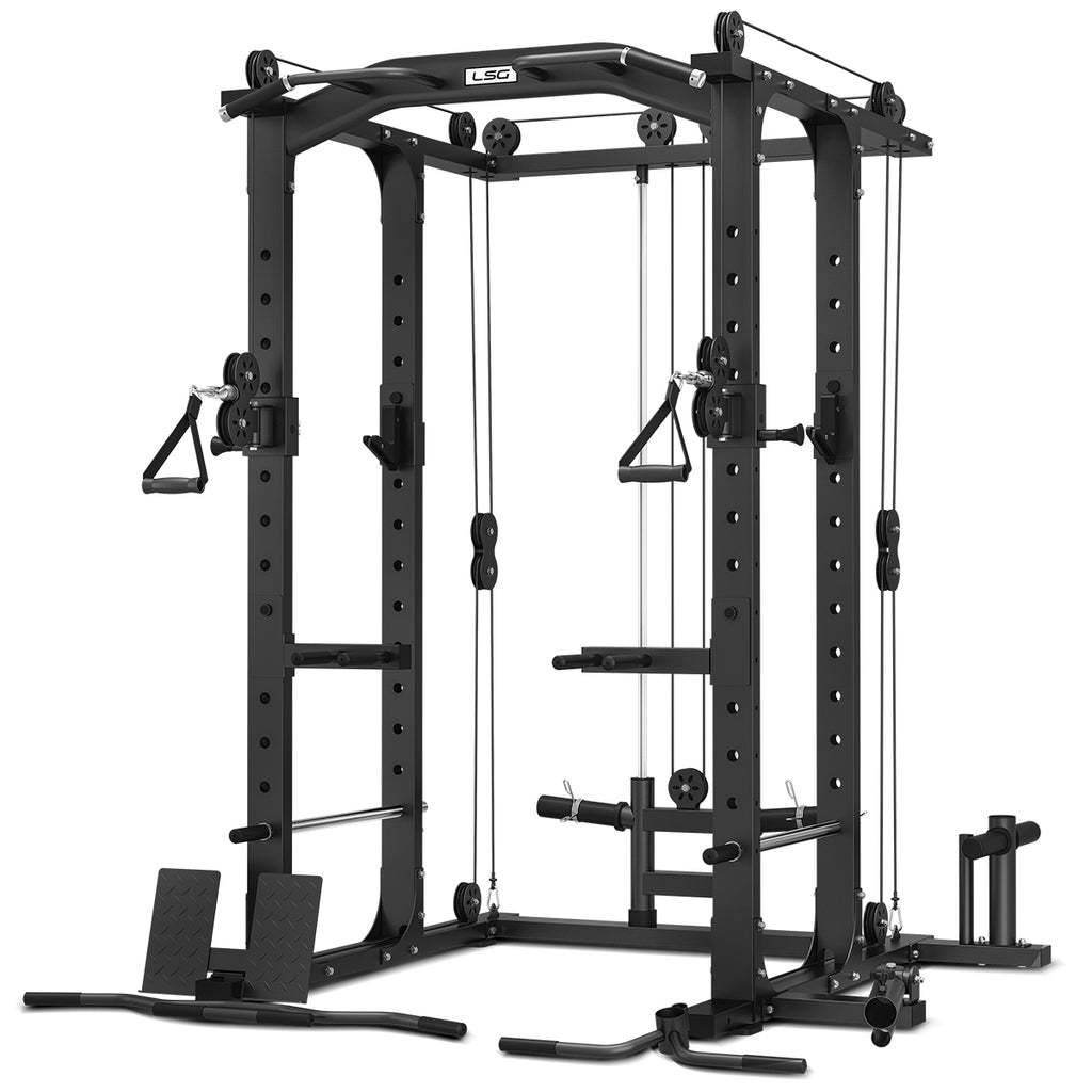 6-In-1 Power Rack, Cable Crossover, 90kg Weights - LSG GRK100