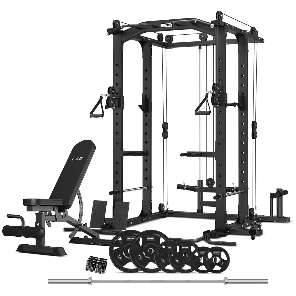 6-in-1 Power Rack, FID Bench & 90kg Weights Set - LSG