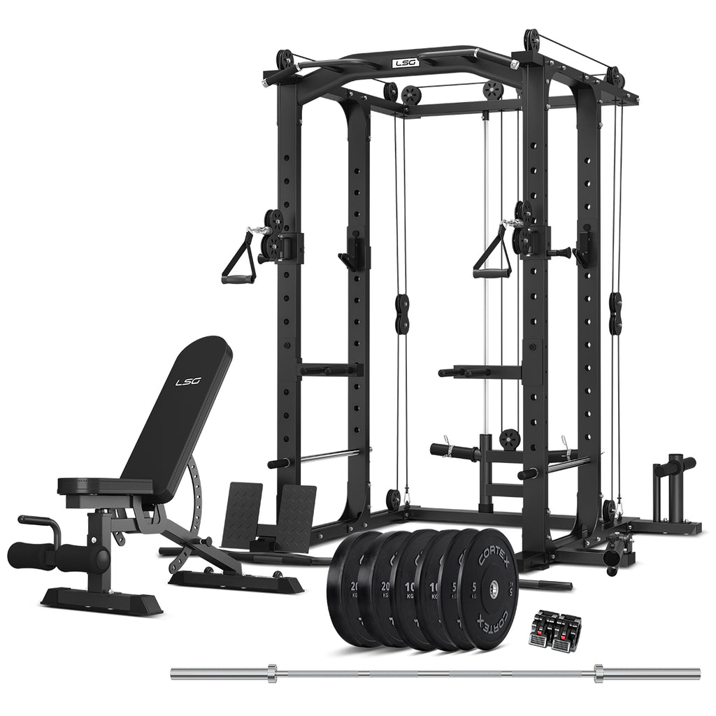 Multifunctional Home Gym Set with Bench and 90kg Weights