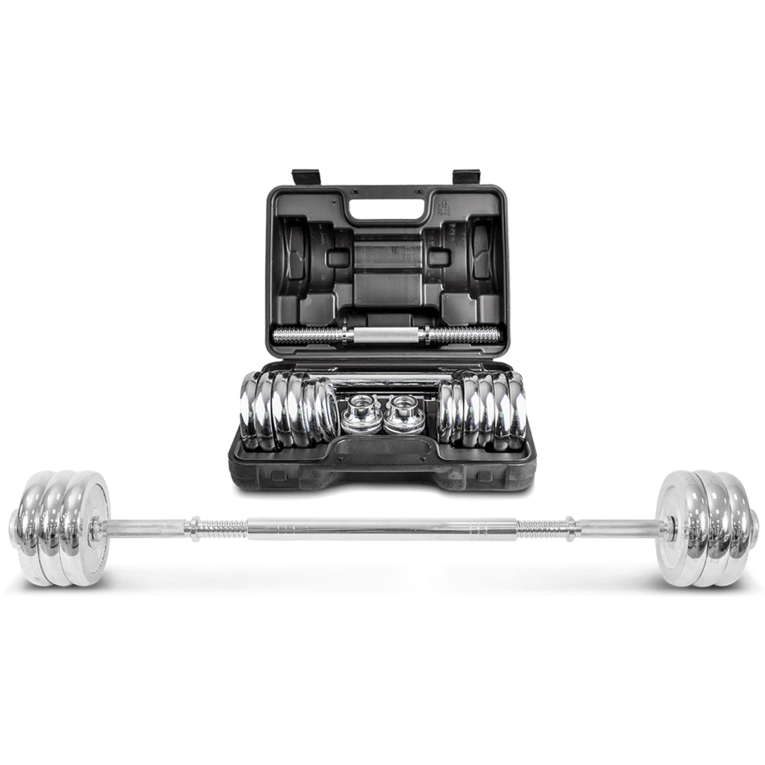 30kg 2-in-1 Dumbbell Barbell Set, Heavy Duty Steel