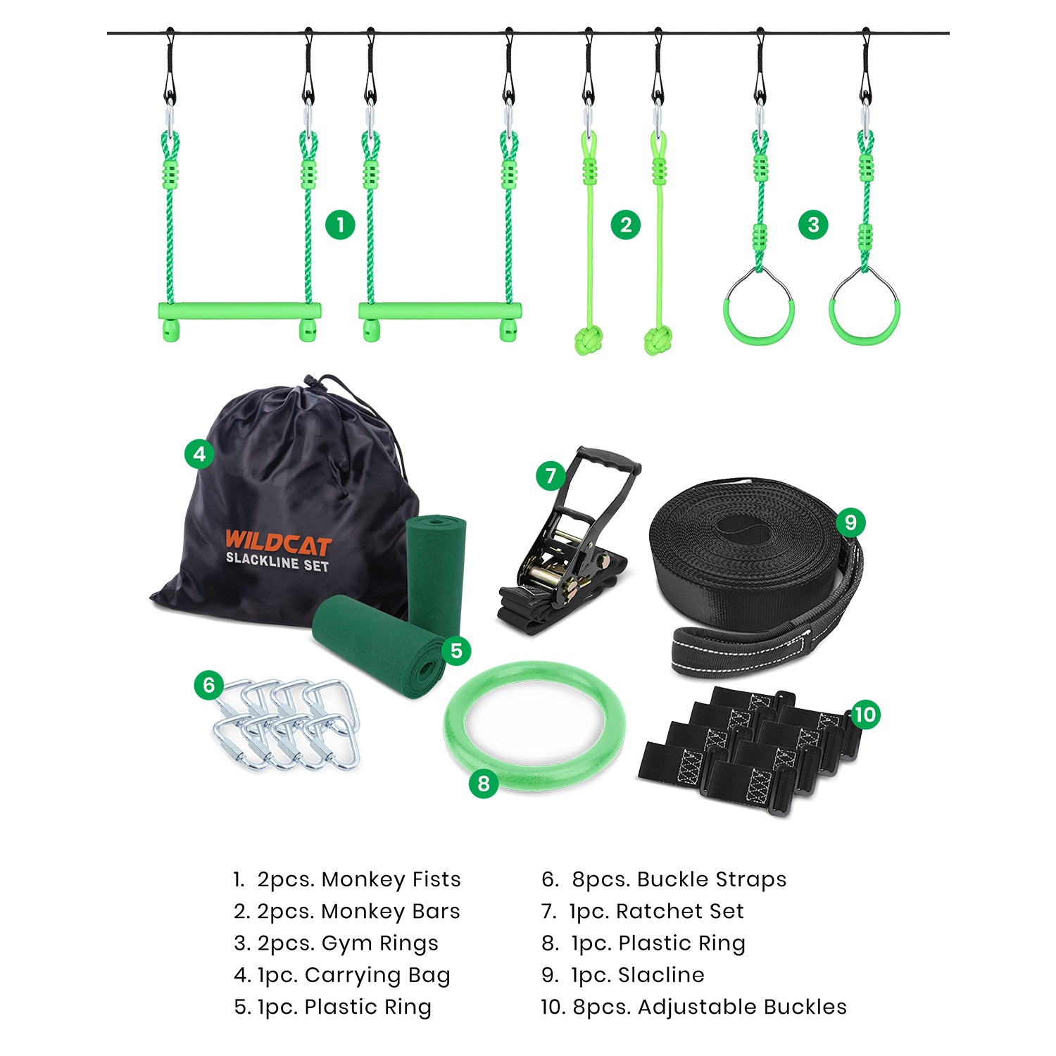 Wildcat 15m Slackline Set Kids Outdoor Adventure Kit