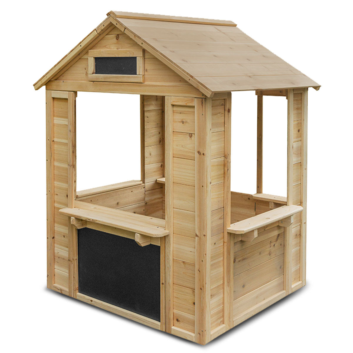 Wooden Cafe Cubby House w/ Chalkboard & Hinged Door