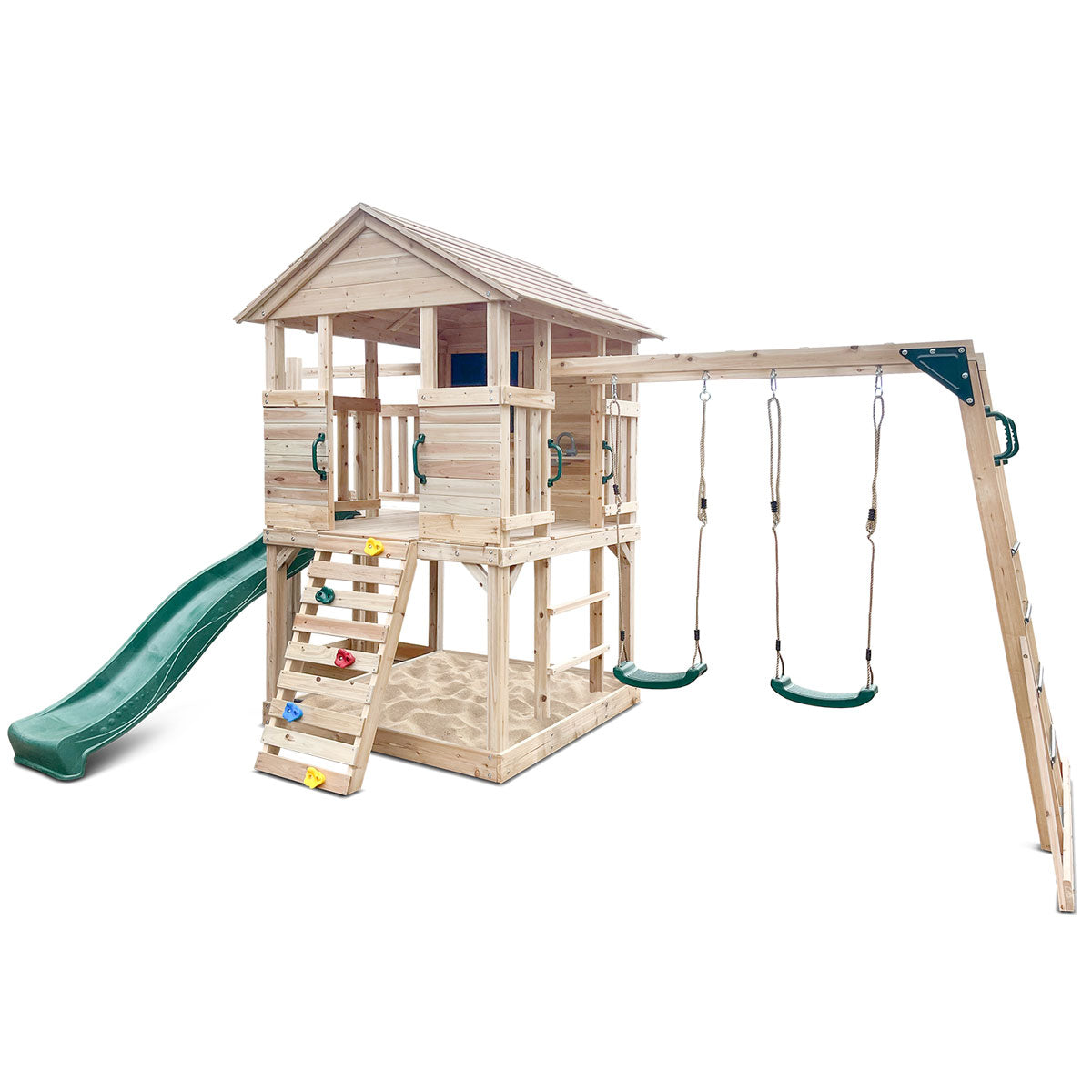 Kingston Cubby House Play Centre 2.2m Green Slide Timber