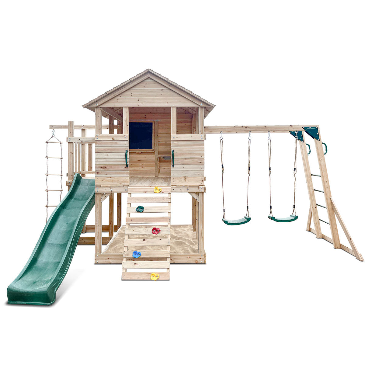 Kingston Cubby House Play Centre 2.2m Green Slide Timber