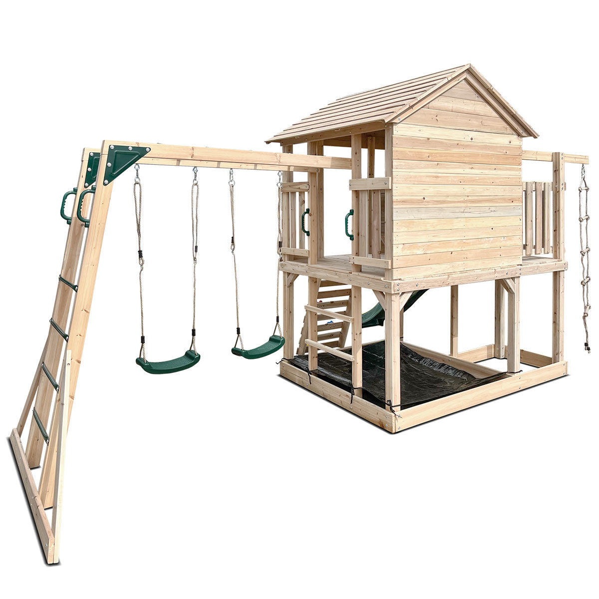 Kingston Cubby House Play Centre 2.2m Green Slide Timber