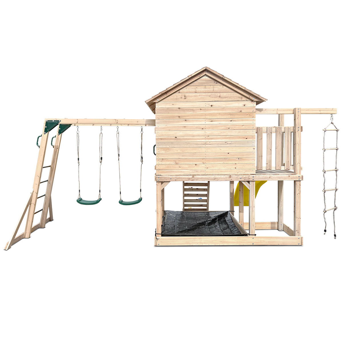 Kingston Kids Cubby House 2.2m Yellow Slide Timber Play Centre