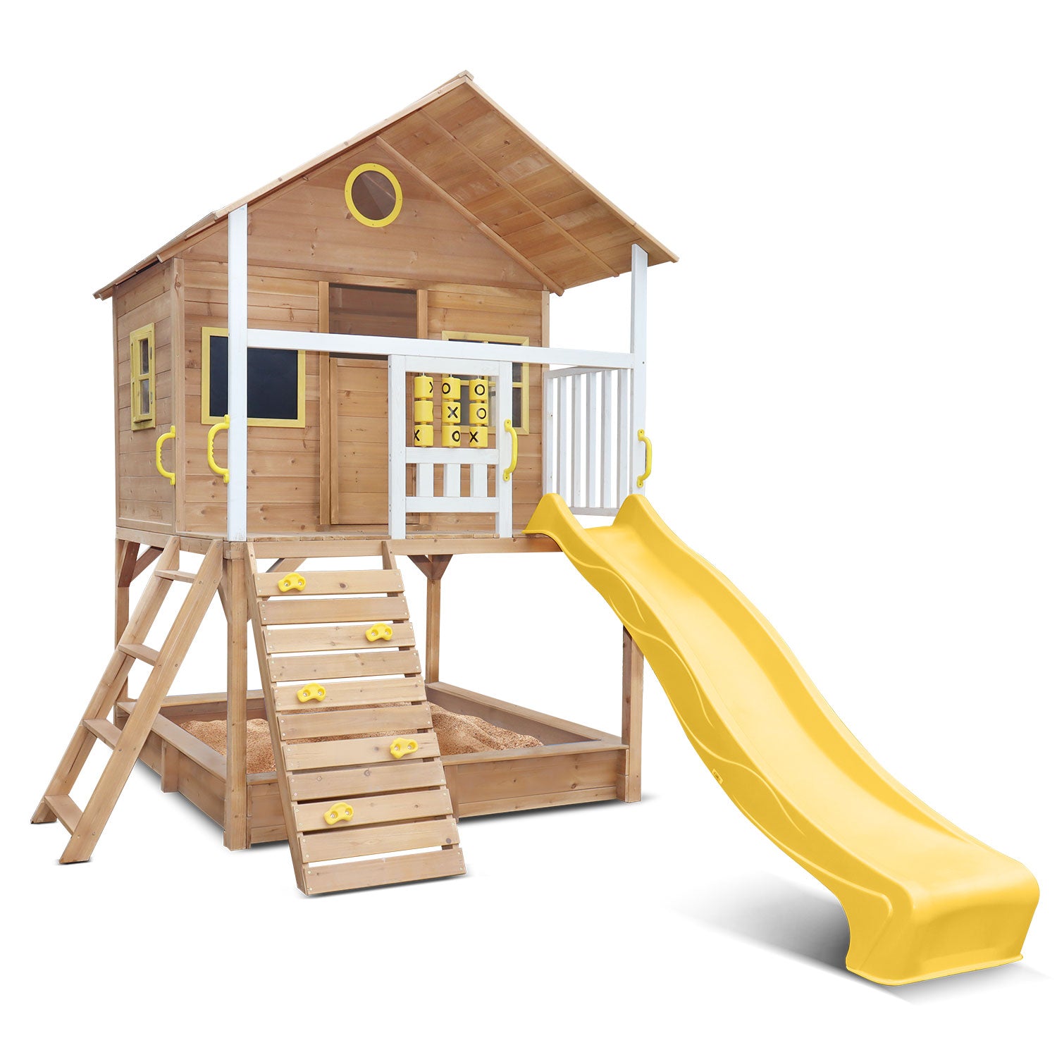 Warrigal Cubby House with Yellow Slide and Sandpit