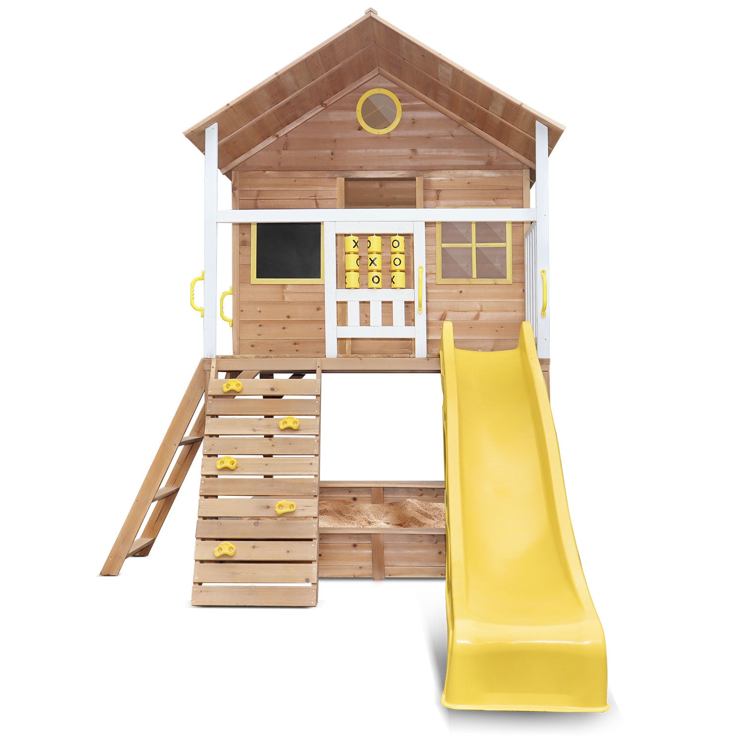 Warrigal Cubby House with Yellow Slide and Sandpit