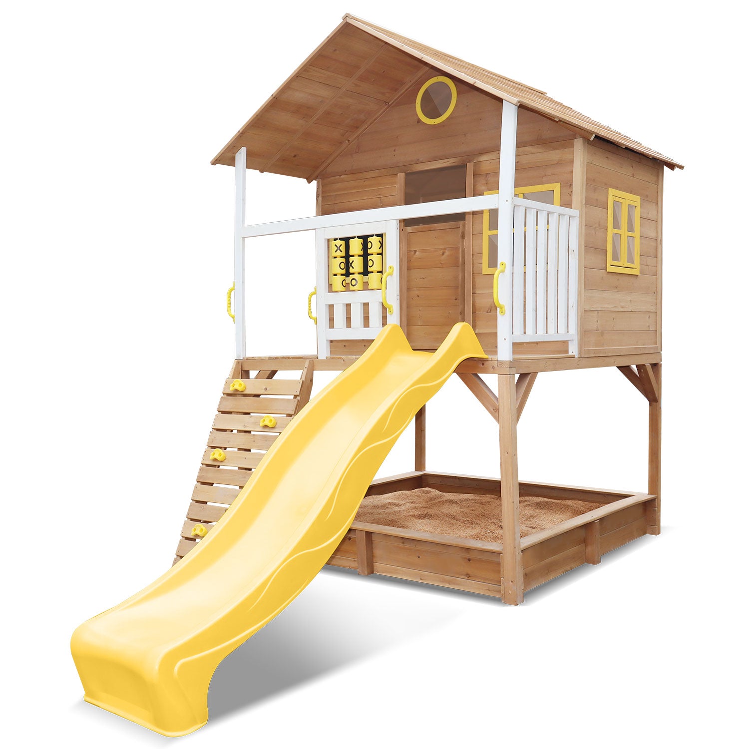 Warrigal Cubby House with Yellow Slide and Sandpit