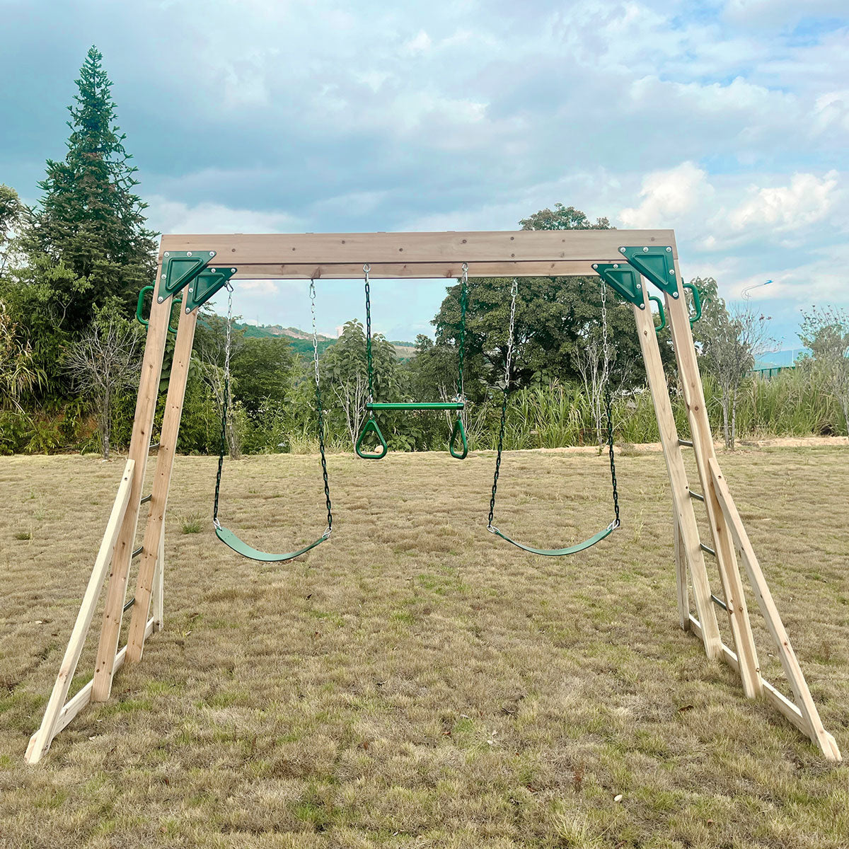 Daintree Kids 2-in-1 Monkey Bars & Swing Set Timber Outdoor Play Equipment
