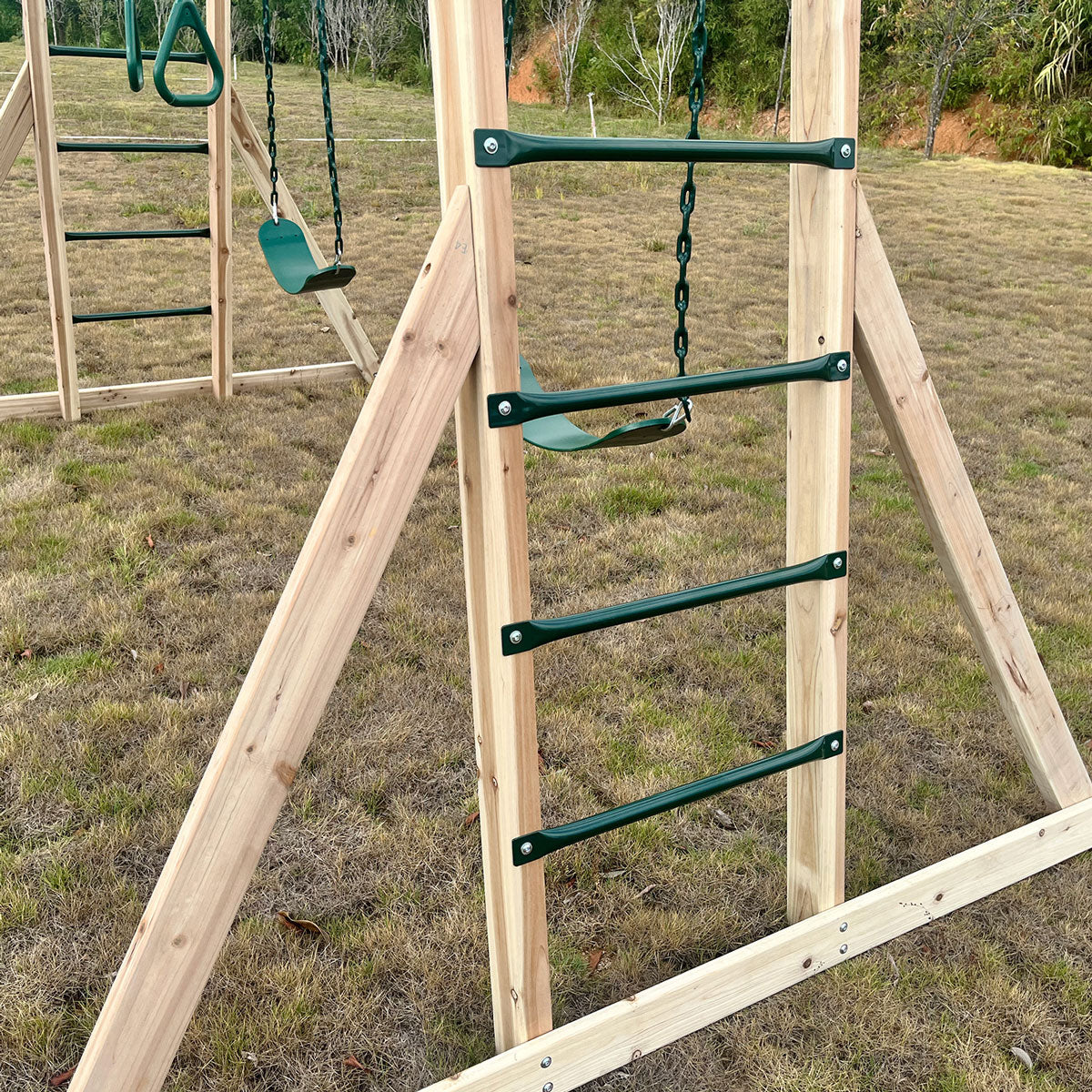 Daintree Kids 2-in-1 Monkey Bars & Swing Set Timber Outdoor Play Equipment
