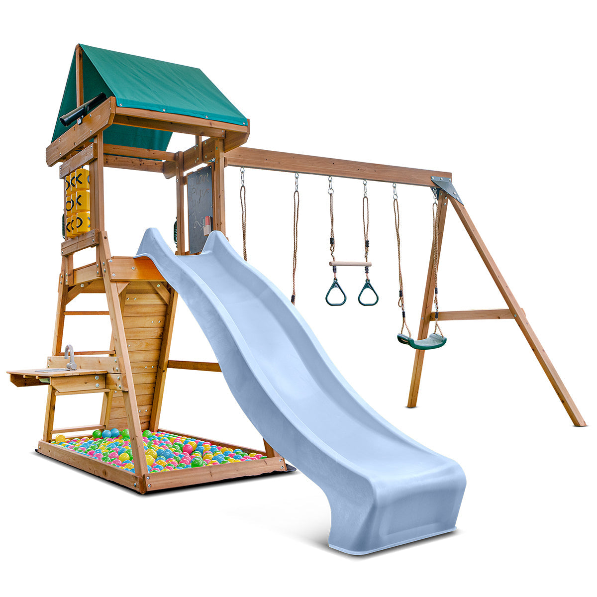 Lifespan Kids Birmingham Swing Set & Play Centre with 2.2m Slide Pastel Blue