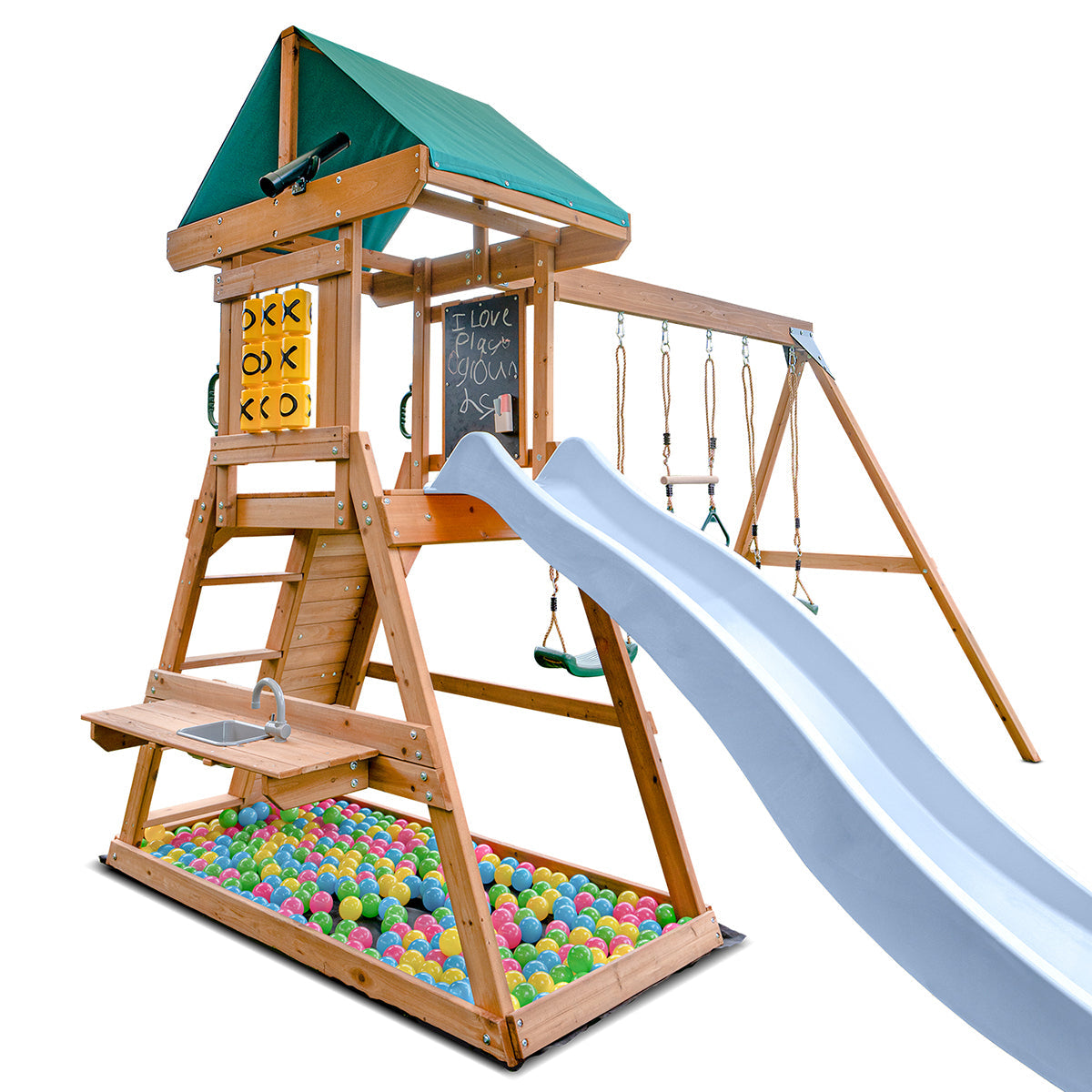 Lifespan Kids Birmingham Swing Set & Play Centre with 2.2m Slide Pastel Blue