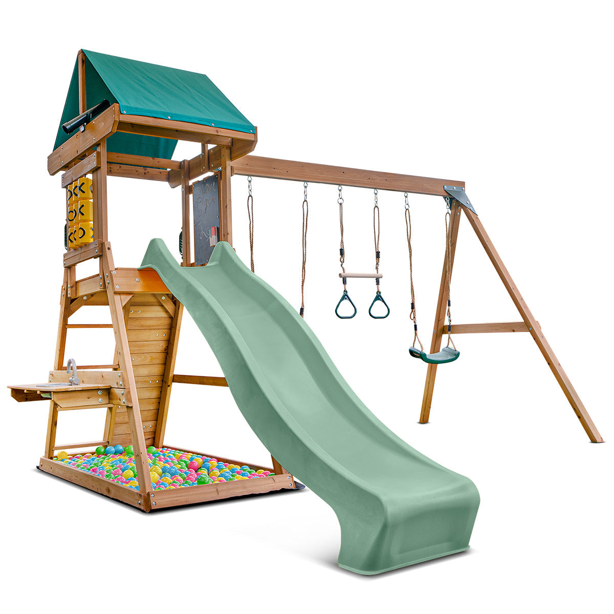 Lifespan Kids Birmingham Swing Set & Play Centre with 2.2m Slide Pastel Green
