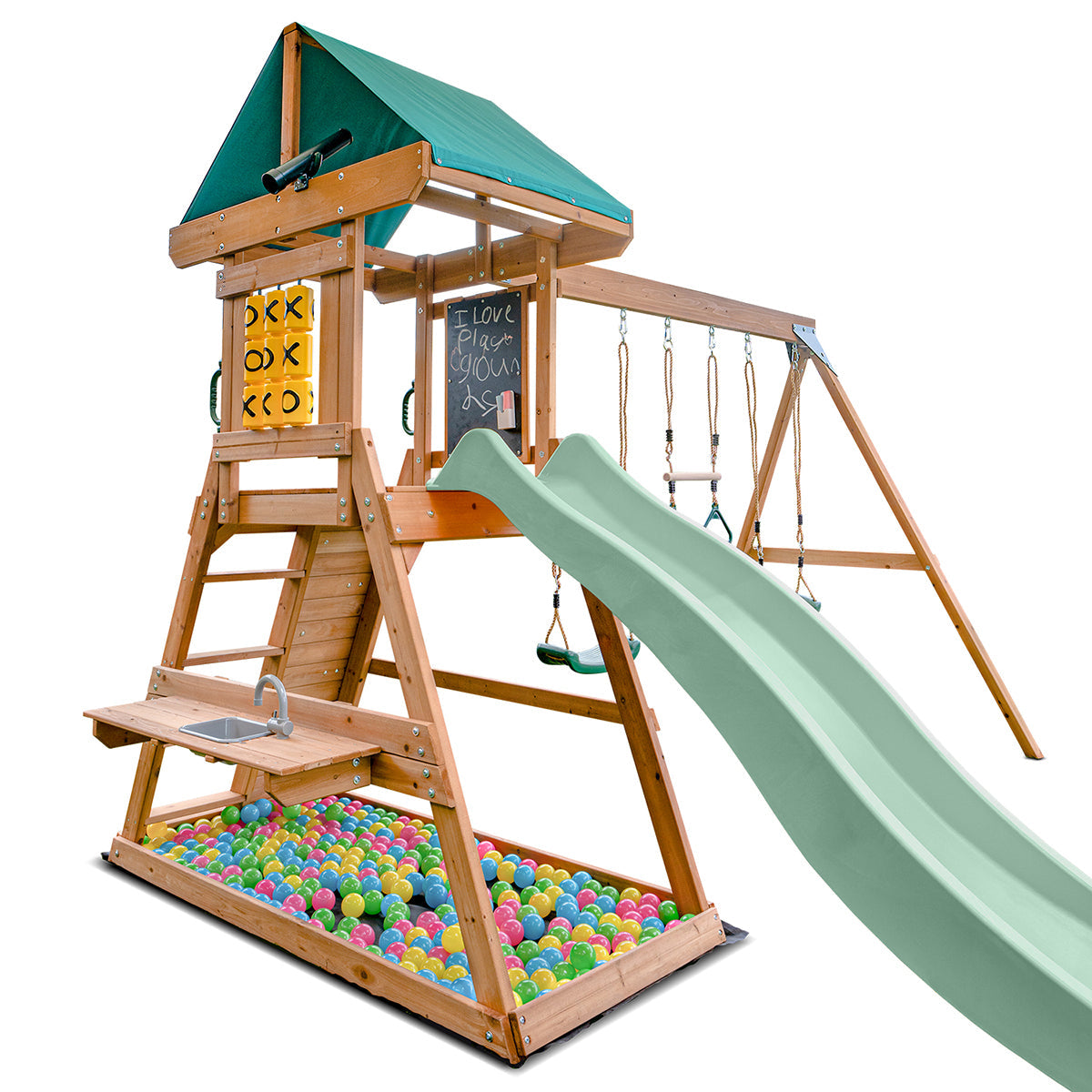 Lifespan Kids Birmingham Swing Set & Play Centre with 2.2m Slide Pastel Green