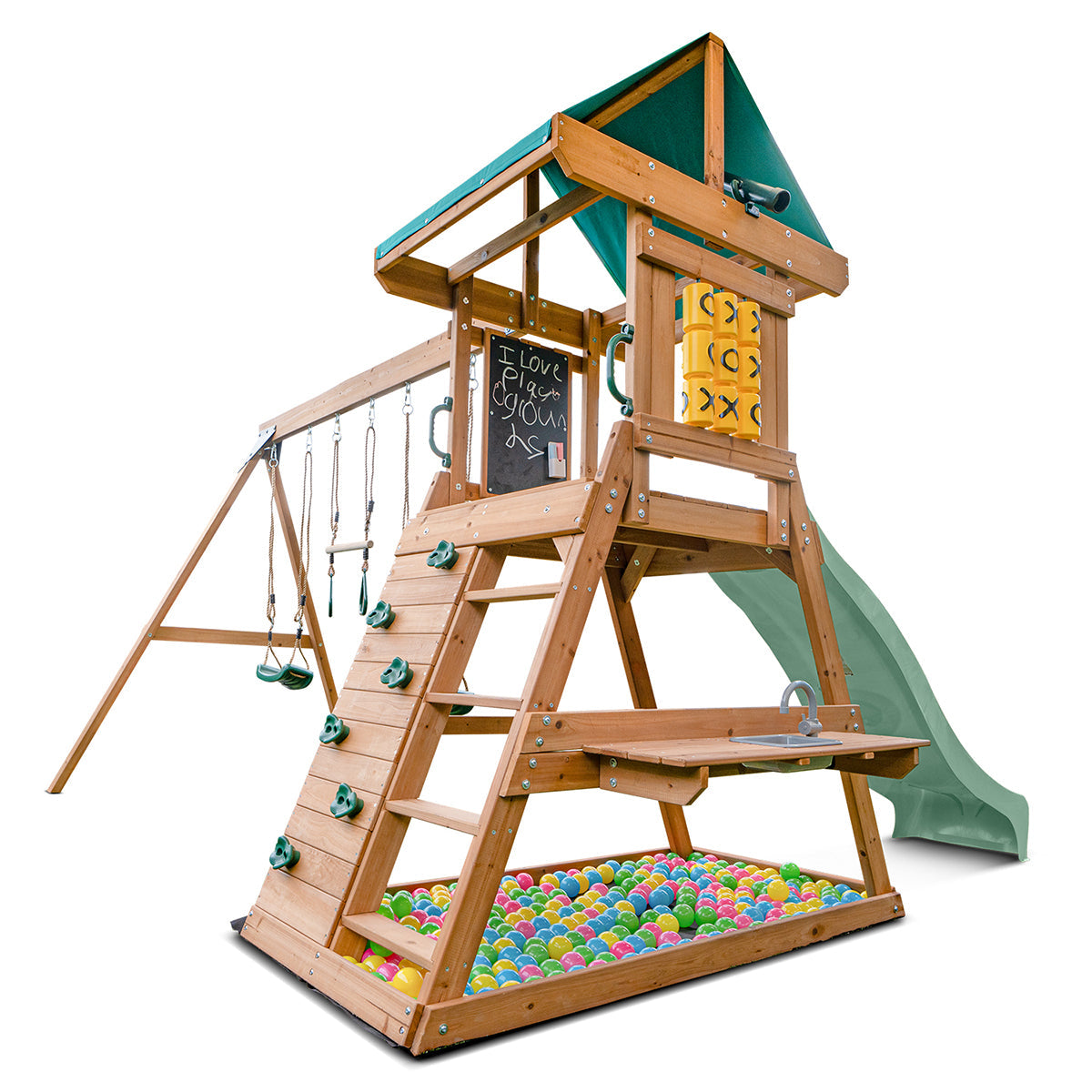 Lifespan Kids Birmingham Swing Set & Play Centre with 2.2m Slide Pastel Green