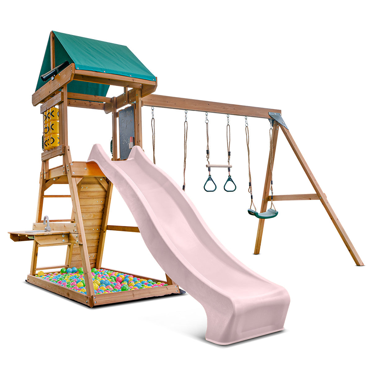 Lifespan Kids Birmingham Swing Set & Play Centre with 2.2m Slide Pastel Pink