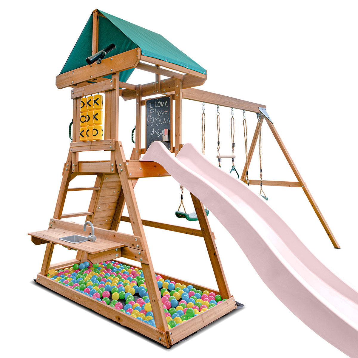 Lifespan Kids Birmingham Swing Set & Play Centre with 2.2m Slide Pastel Pink
