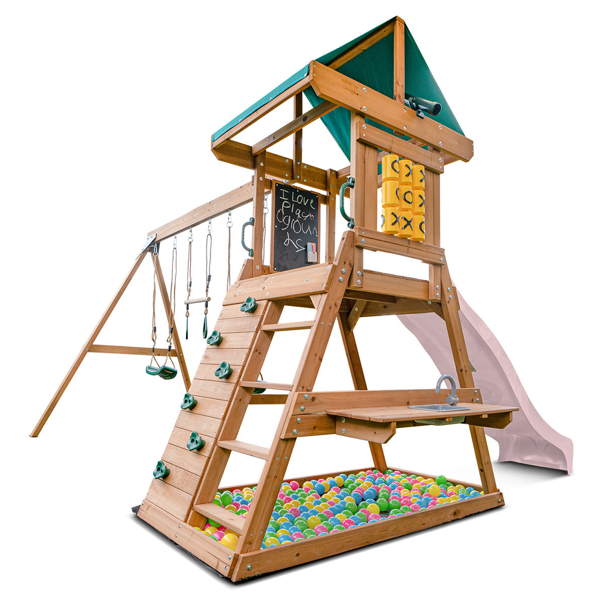 Lifespan Kids Birmingham Swing Set & Play Centre with 2.2m Slide Pastel Pink