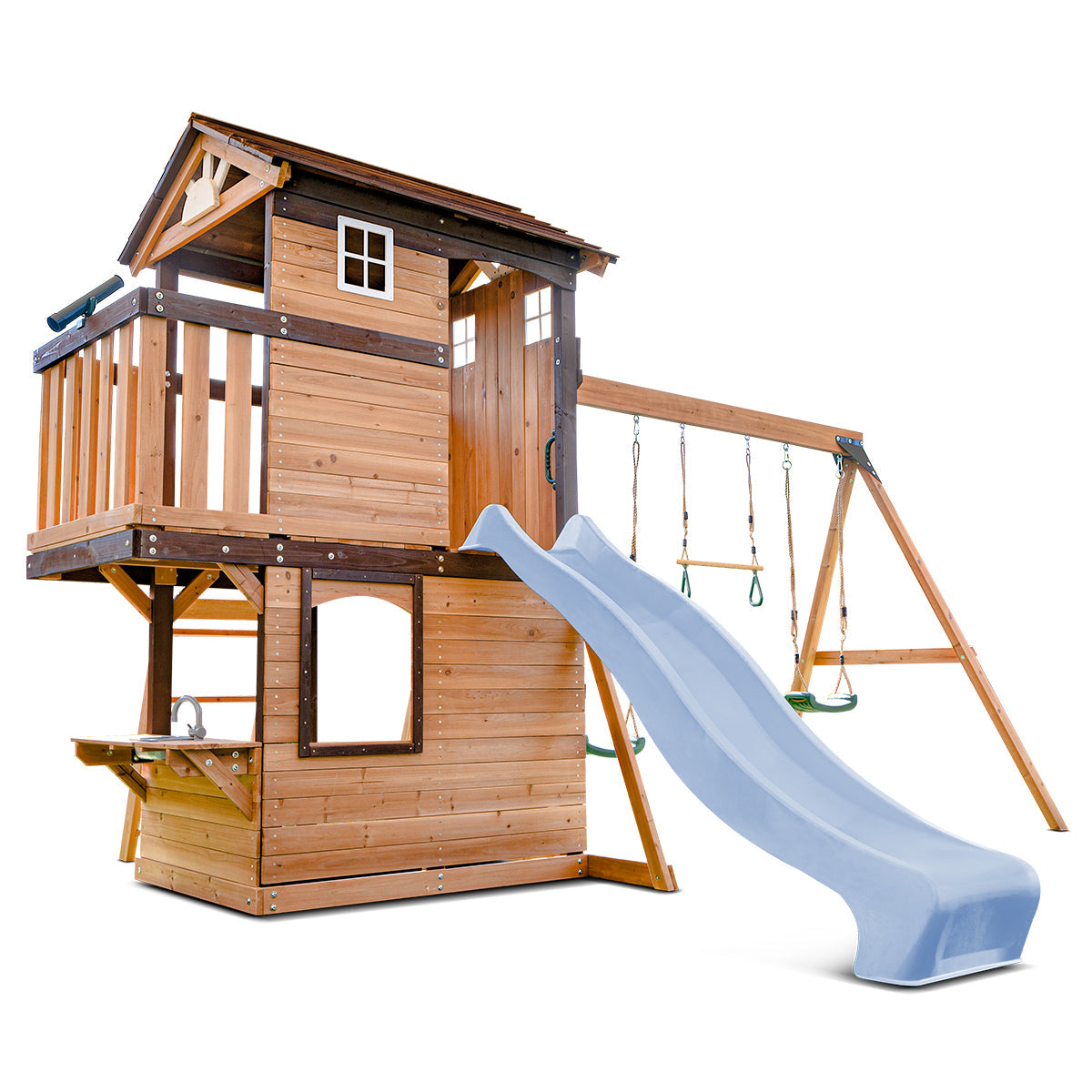 Lifespan Kids Darlington Swing Set & Play Centre with 2.2m Slide Pastel Blue
