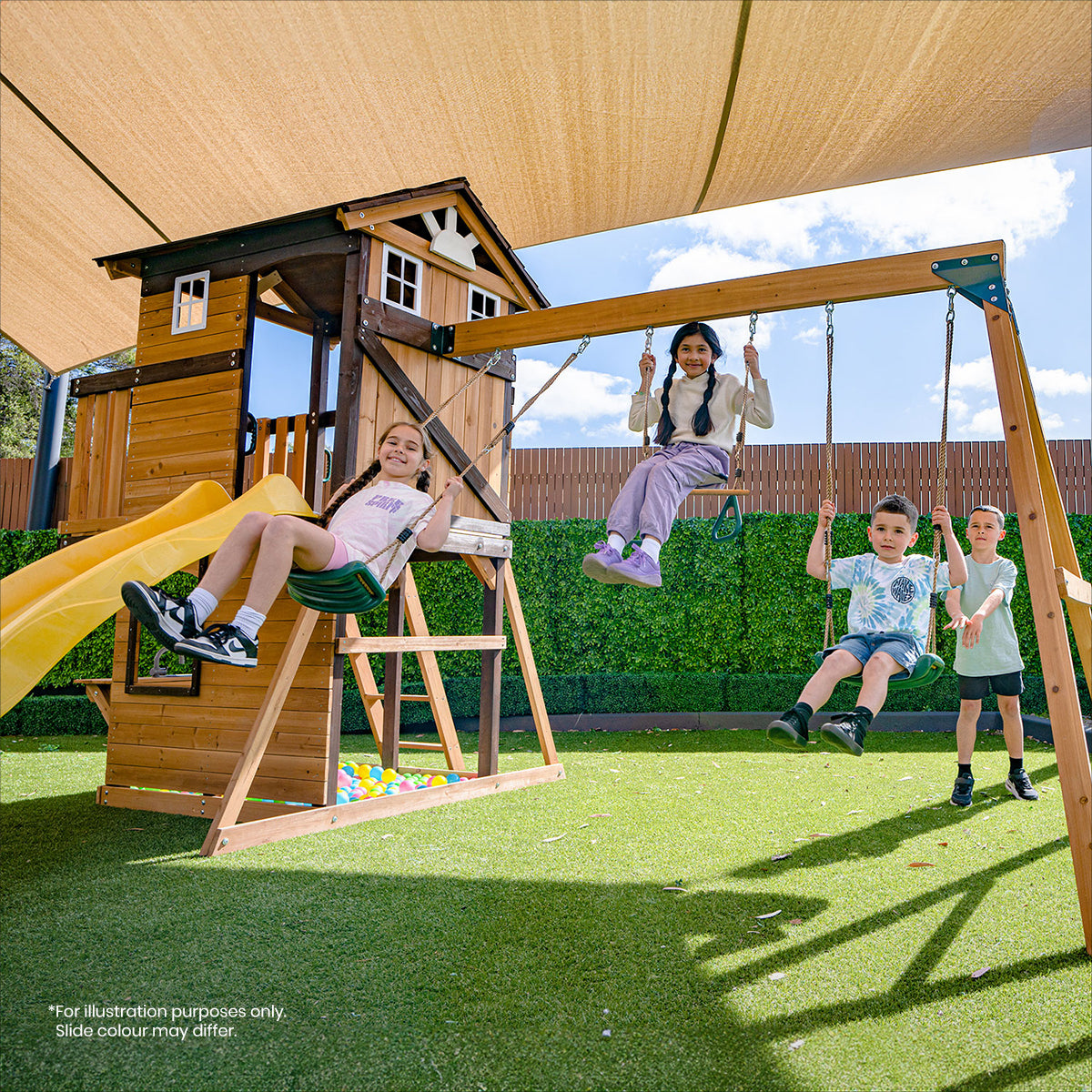Lifespan Kids Darlington Swing Set & Play Centre with 2.2m Slide Pastel Blue