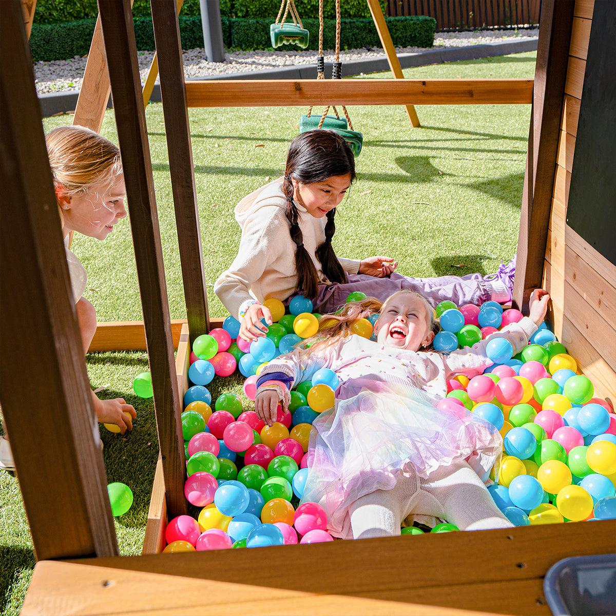 Lifespan Kids Darlington Swing Set & Play Centre with 2.2m Slide Pastel Blue