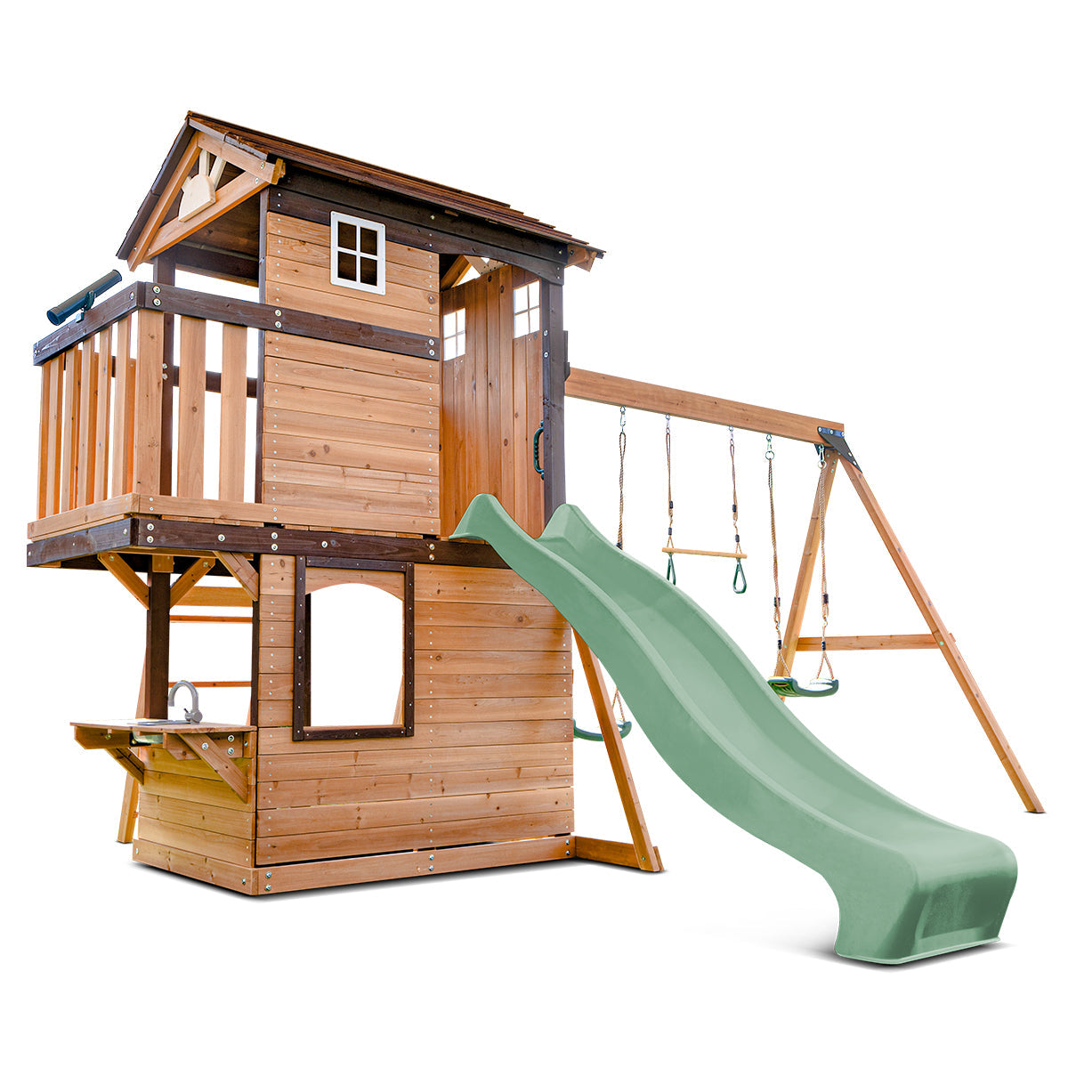 Lifespan Kids Darlington Swing Set & Play Centre with 2.2m Slide Pastel Green