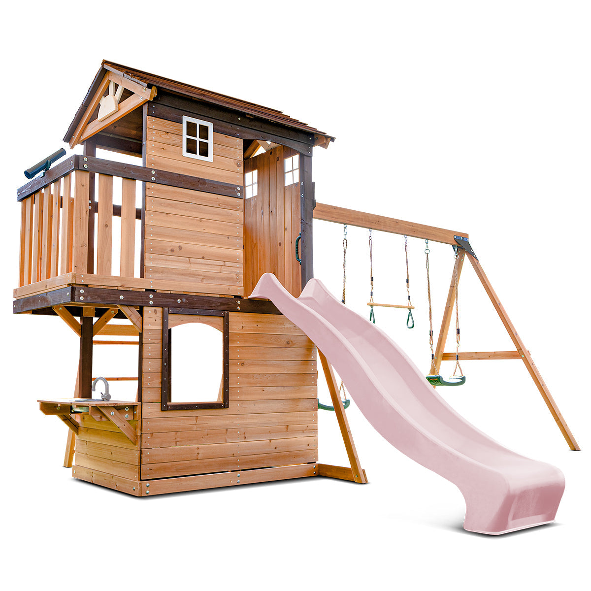 Lifespan Kids Darlington Swing Set & Play Centre with 2.2m Slide Pastel Pink