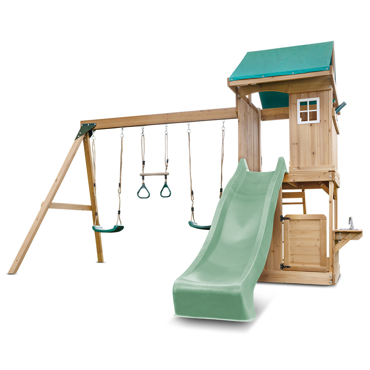 Lifespan Kids Montrose Swing Set & Play Centre with 2.2m Slide Pastel Green