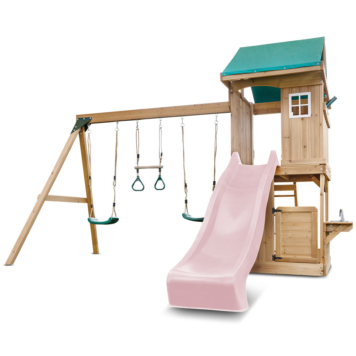 Lifespan Kids Montrose Swing Set & Play Centre with 2.2m Slide Pastel Pink
