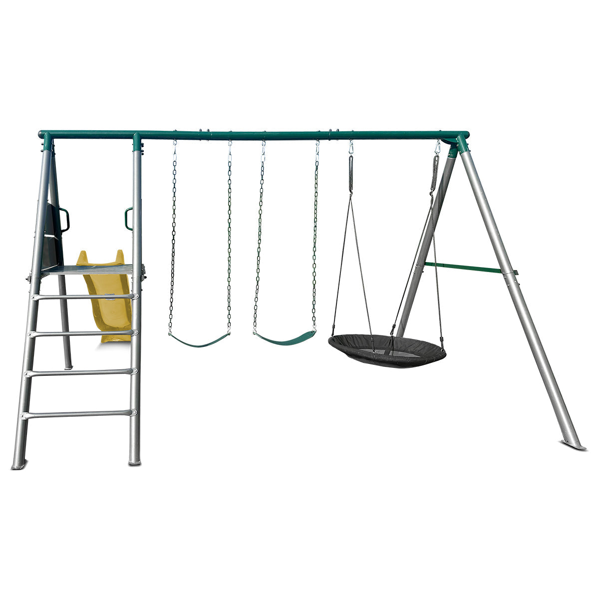 Lifespan Kids Europa Commercial Grade Steel Swing Set with Climb & 2.2m Slide Yellow