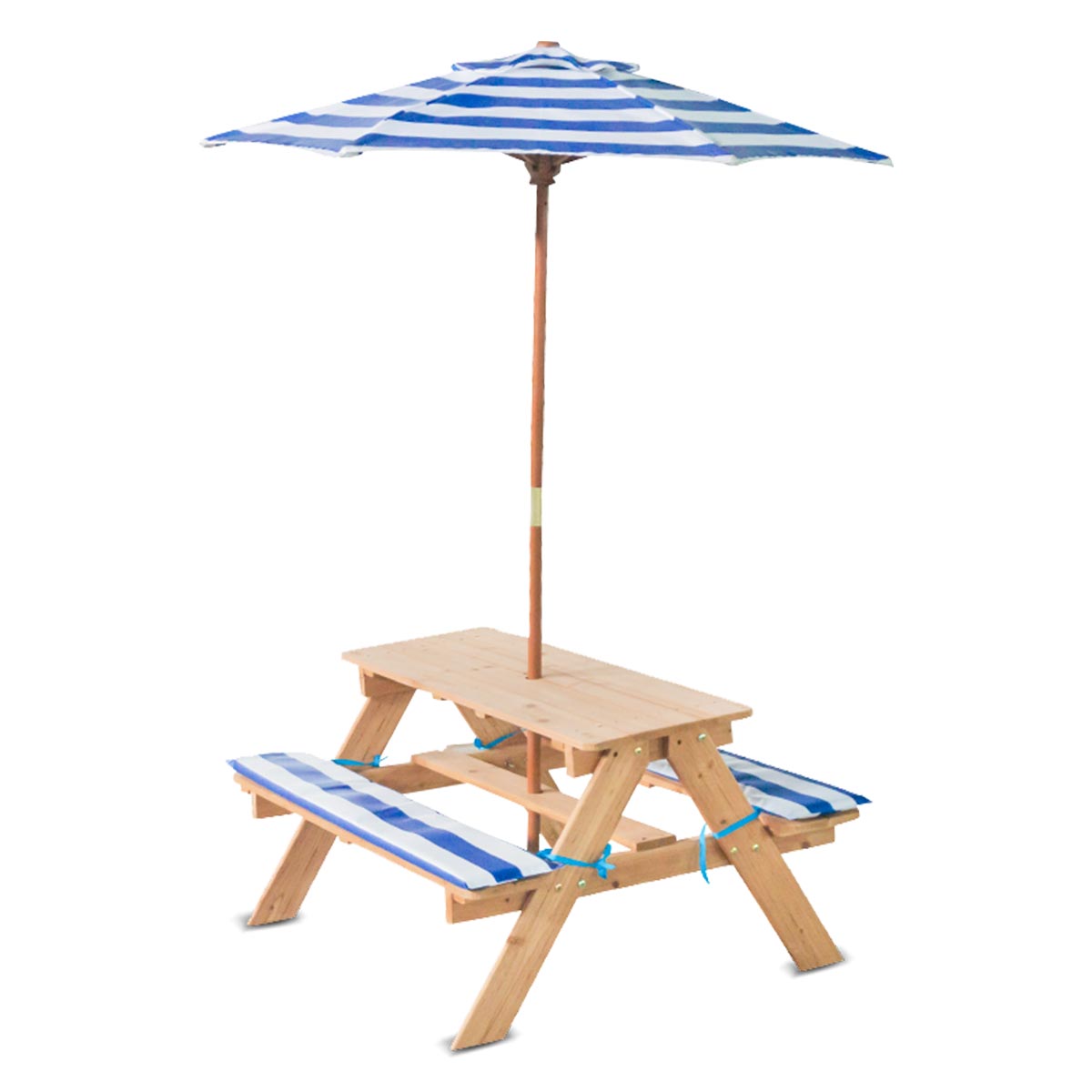 Sunset Kids Picnic Table with UV Umbrella Navy/White