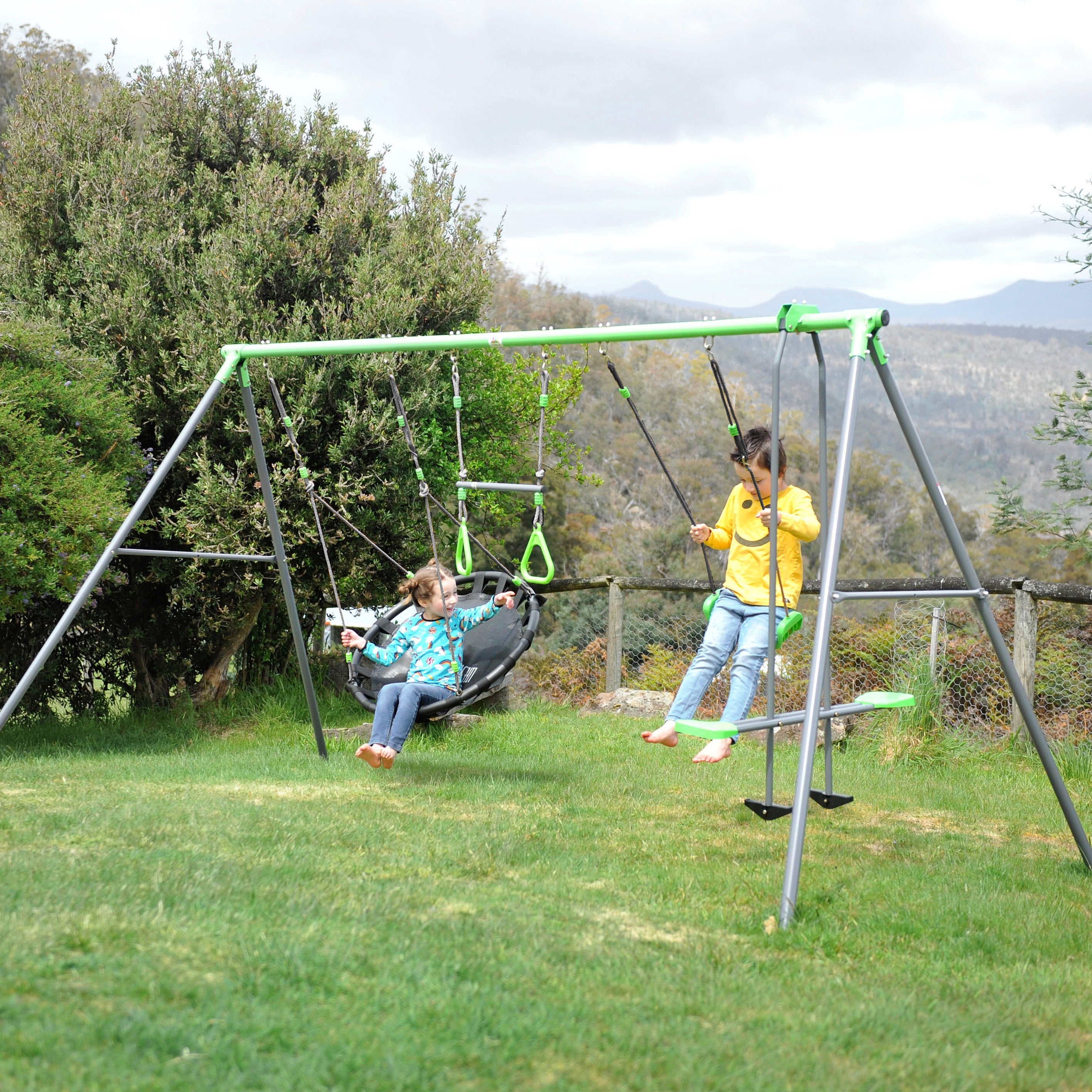 Lynx 4-Station Swing Set Kids Outdoor Play Galvanised Steel