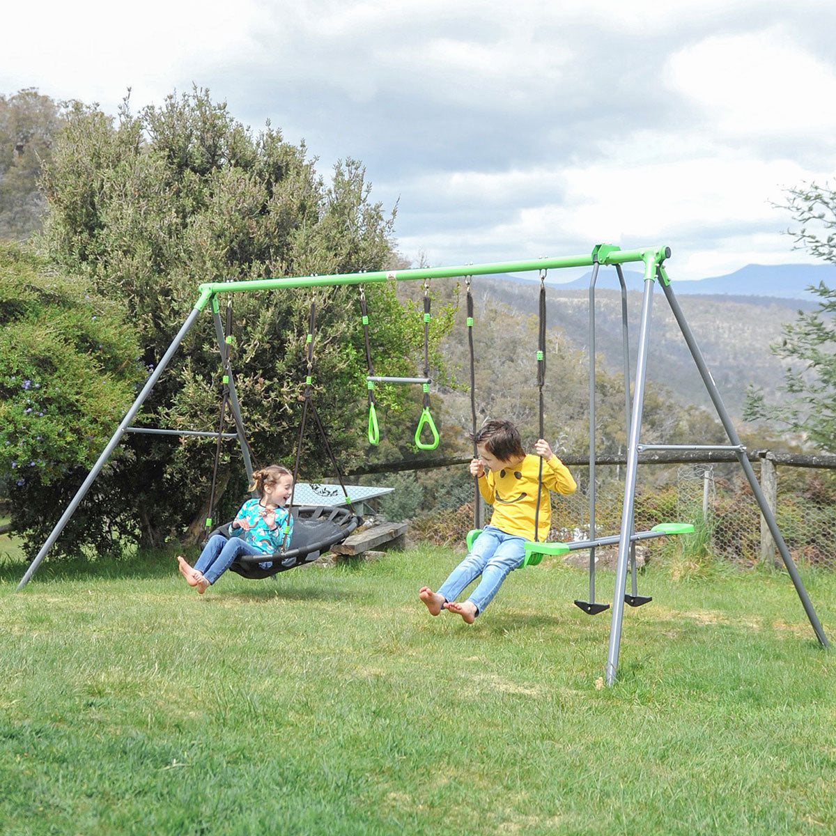 Lynx 4-Station Swing Set Kids Outdoor Play Galvanised Steel