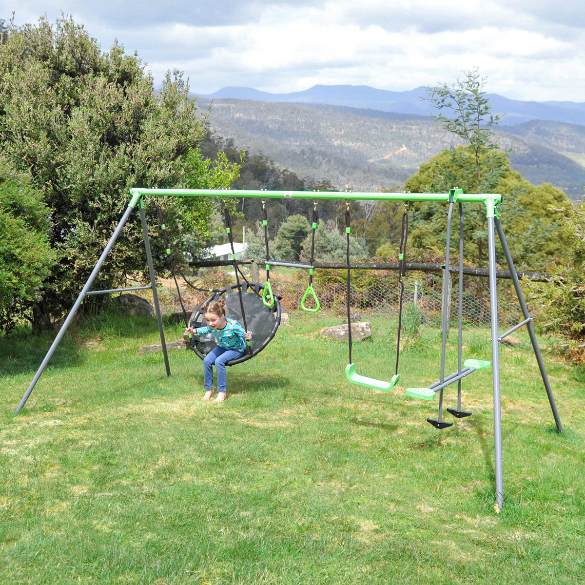 Lynx 4-Station Swing Set Kids Outdoor Play Galvanised Steel