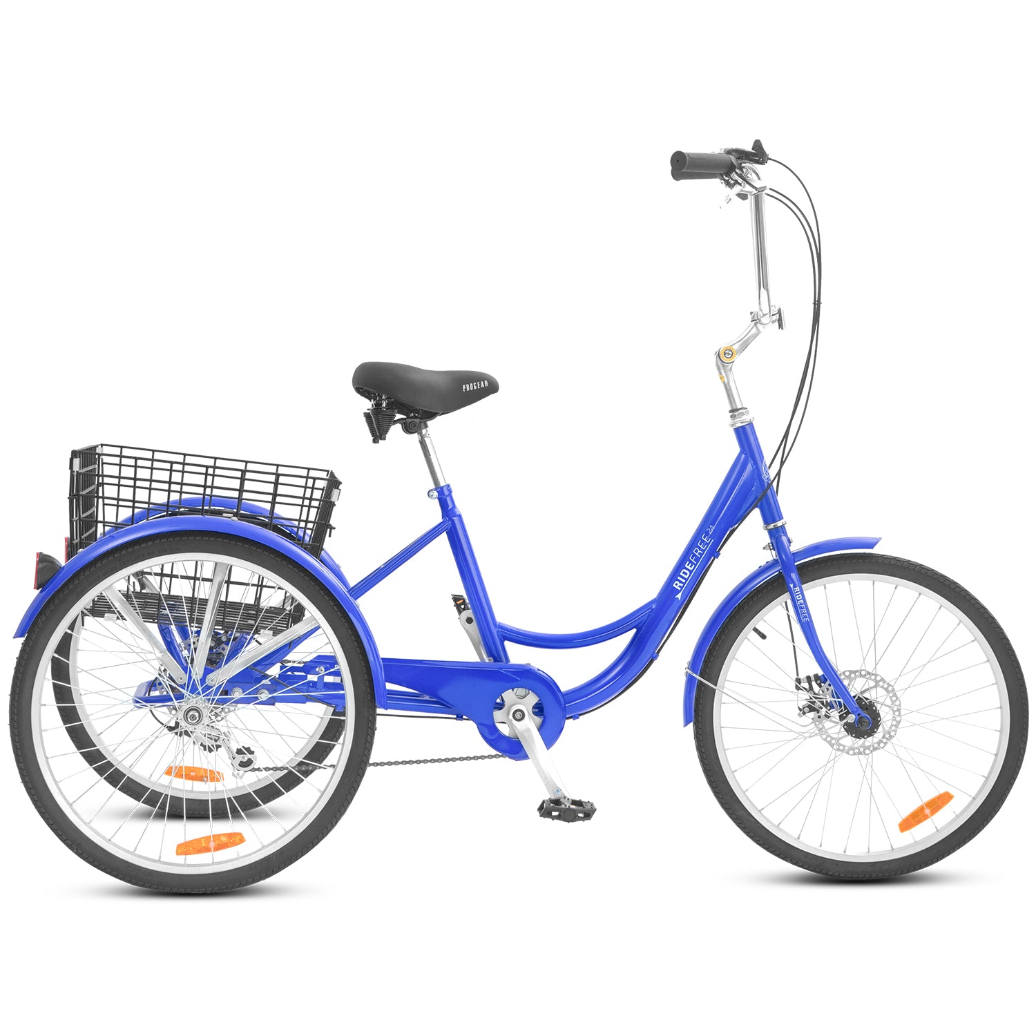 24" Steel Frame Trike with Disc Brakes and Rear Basket