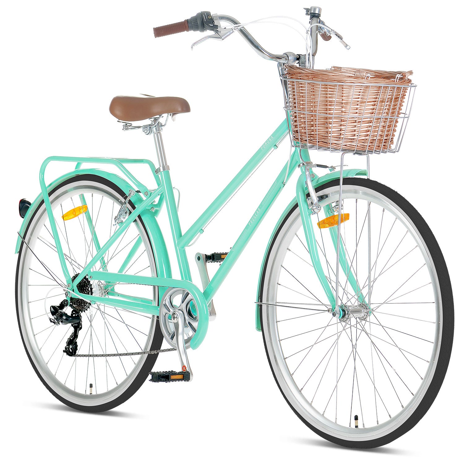 Retro Steel Frame Ladies Bike 700c, Wicker Basket - Progear